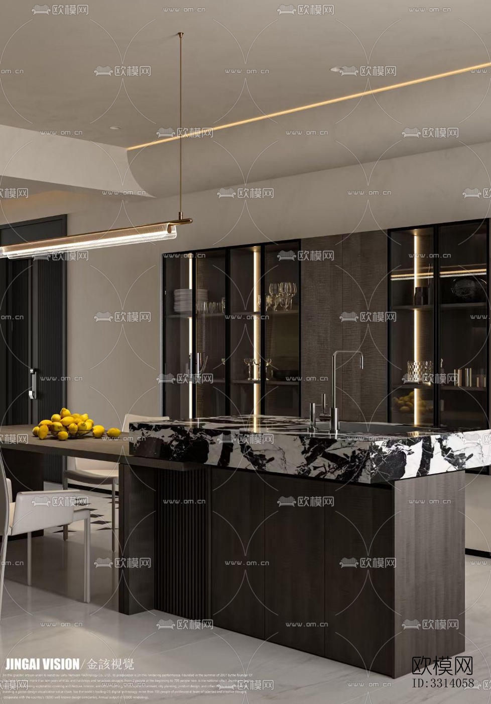 现代客餐厅效果图下载（渲染图7）