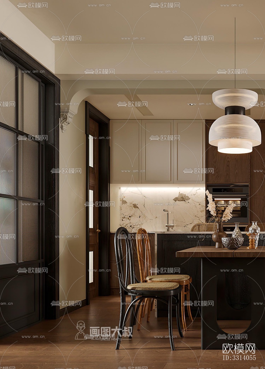 现代客餐厅效果图下载（渲染图3）