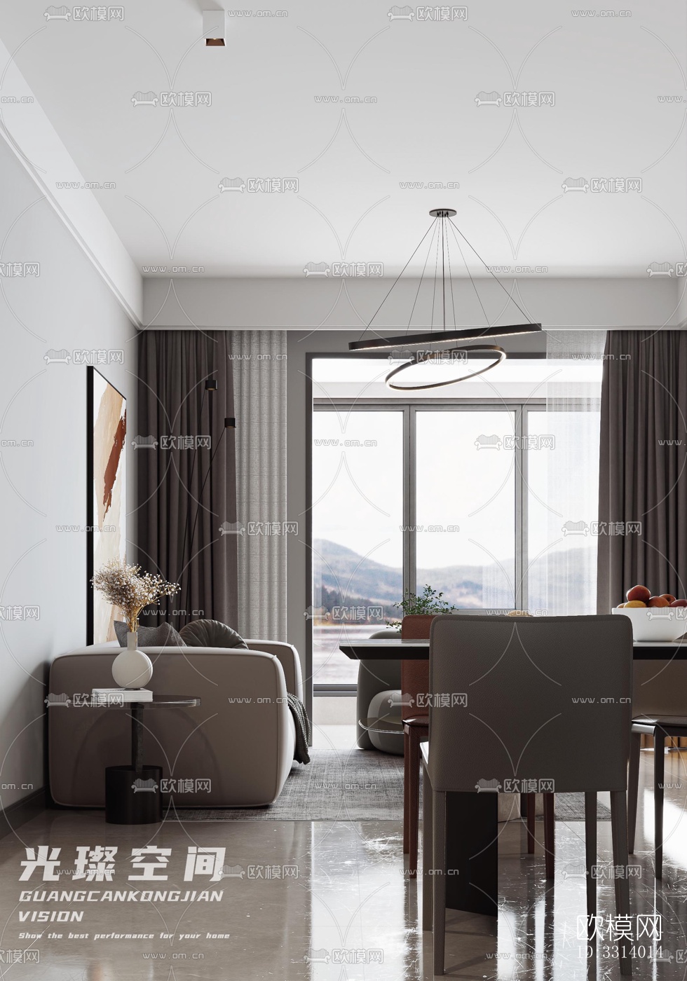 现代客餐厅效果图下载（渲染图8）