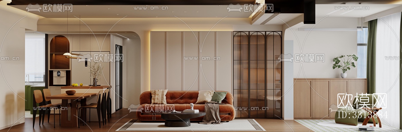 现代客餐厅效果图下载（渲染图5）