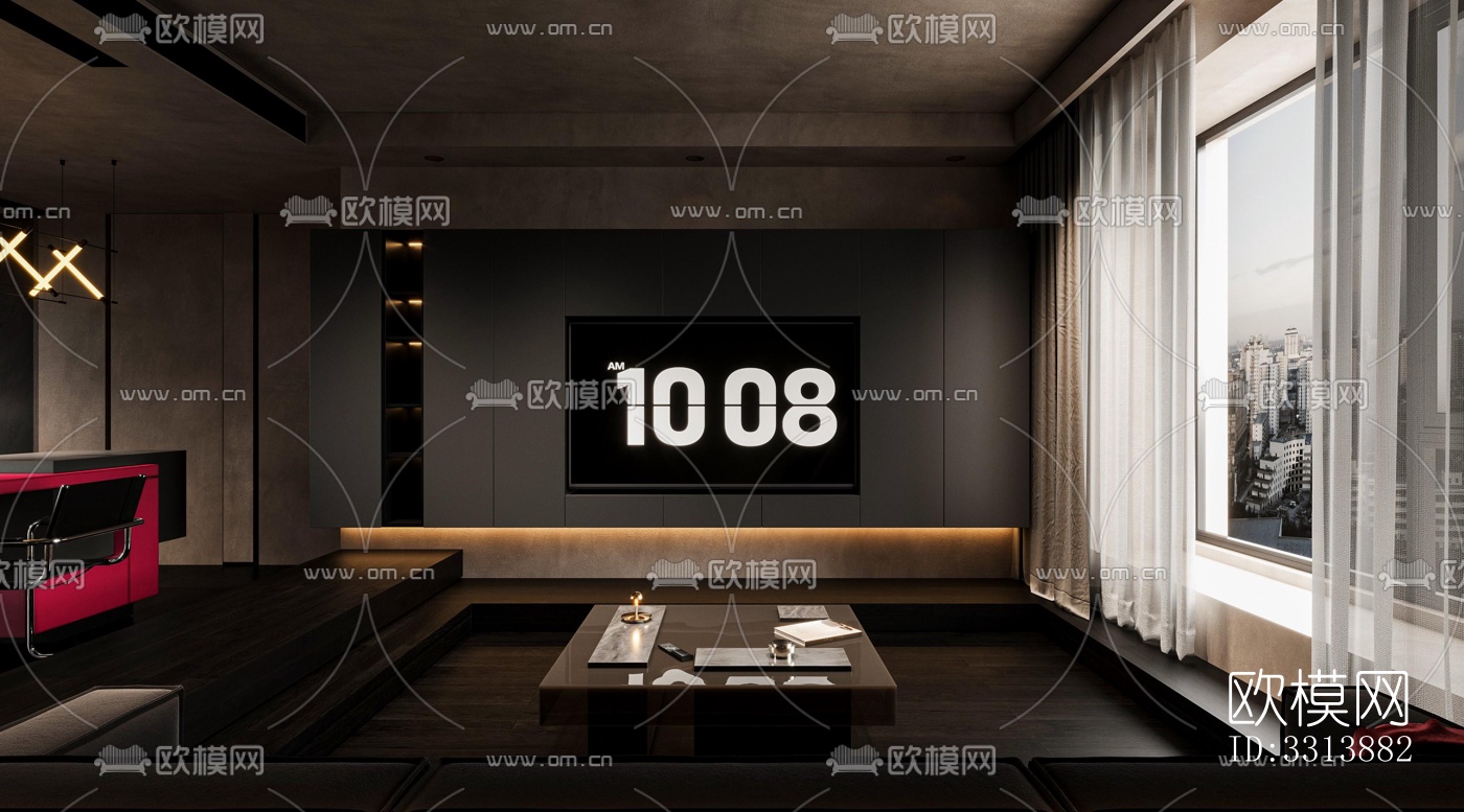 现代客餐厅效果图下载（渲染图3）