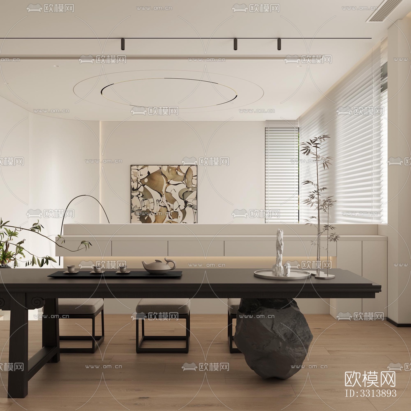 现代客餐厅效果图下载（渲染图1）