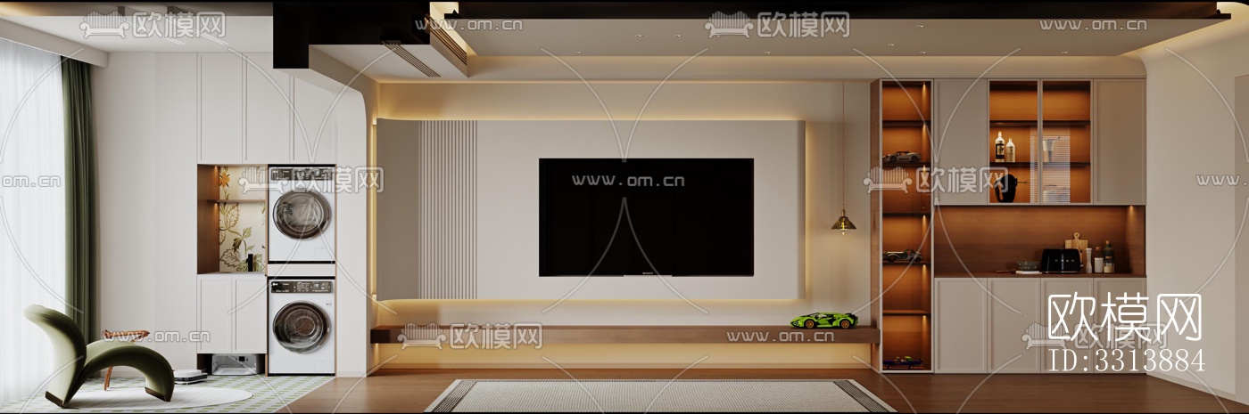 现代客餐厅效果图下载（渲染图4）