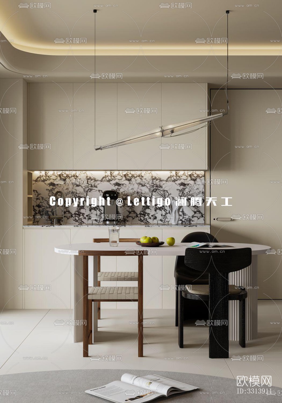 现代客餐厅效果图下载（渲染图5）