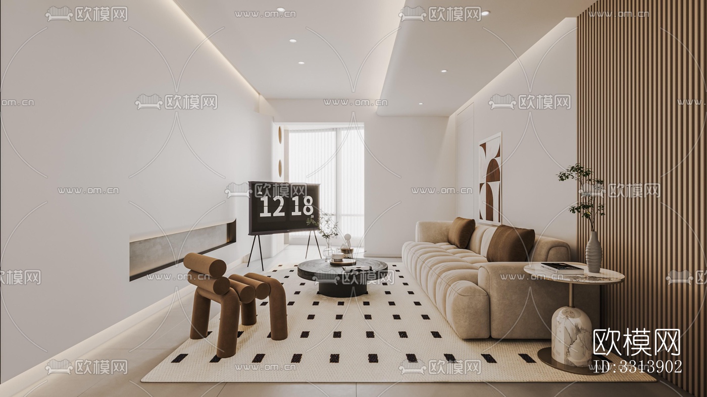 现代客餐厅效果图下载（渲染图4）