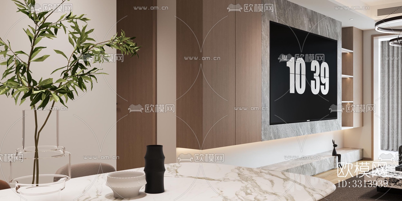 现代客餐厅效果图下载（渲染图4）