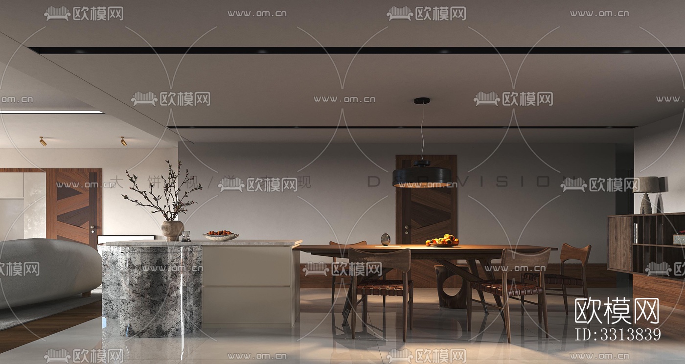 现代客餐厅效果图下载（渲染图2）