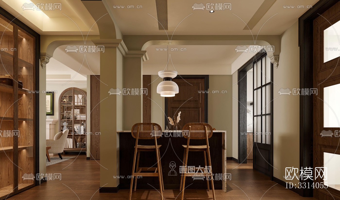 现代客餐厅效果图下载（渲染图9）