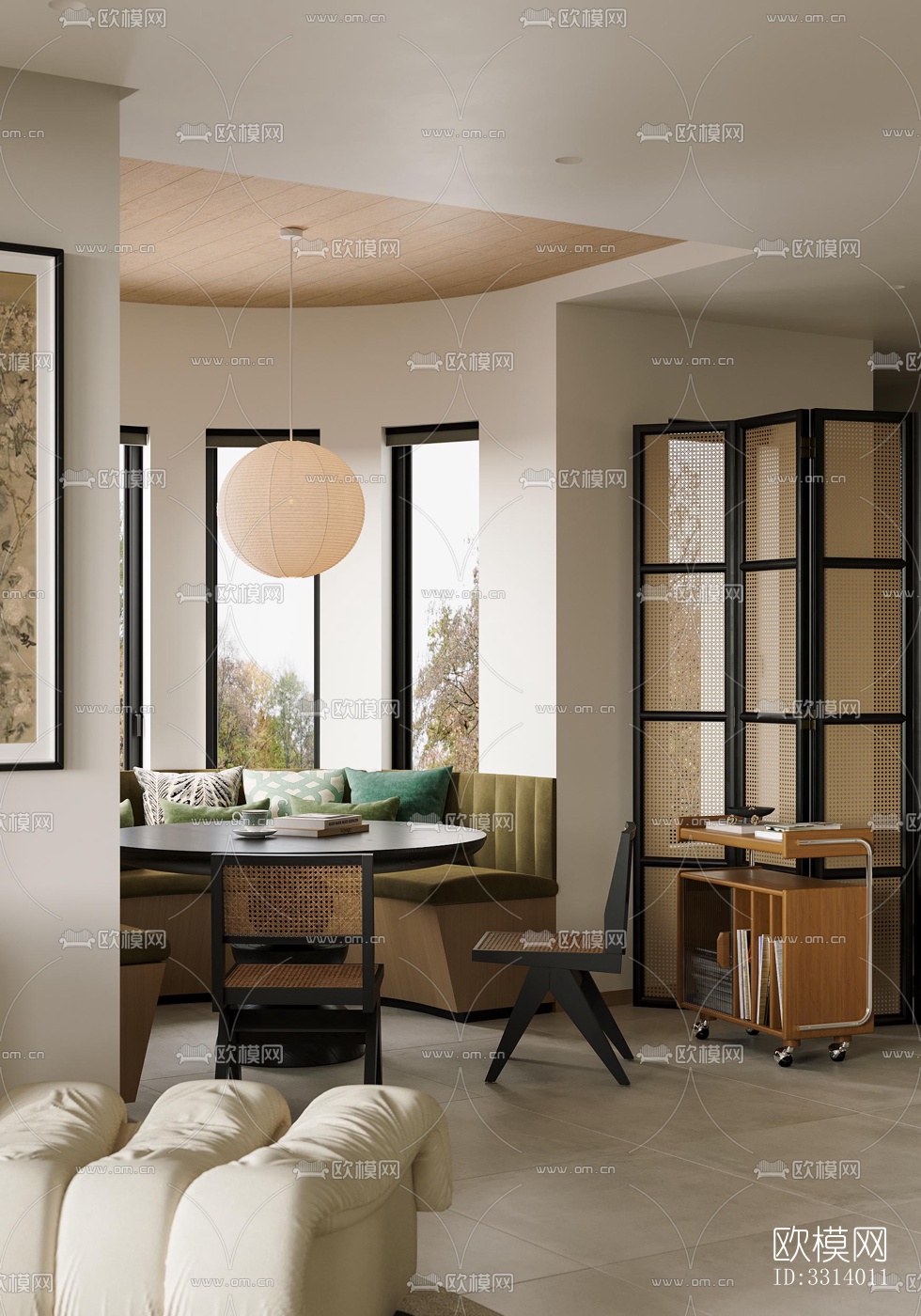 现代客餐厅效果图下载（渲染图5）