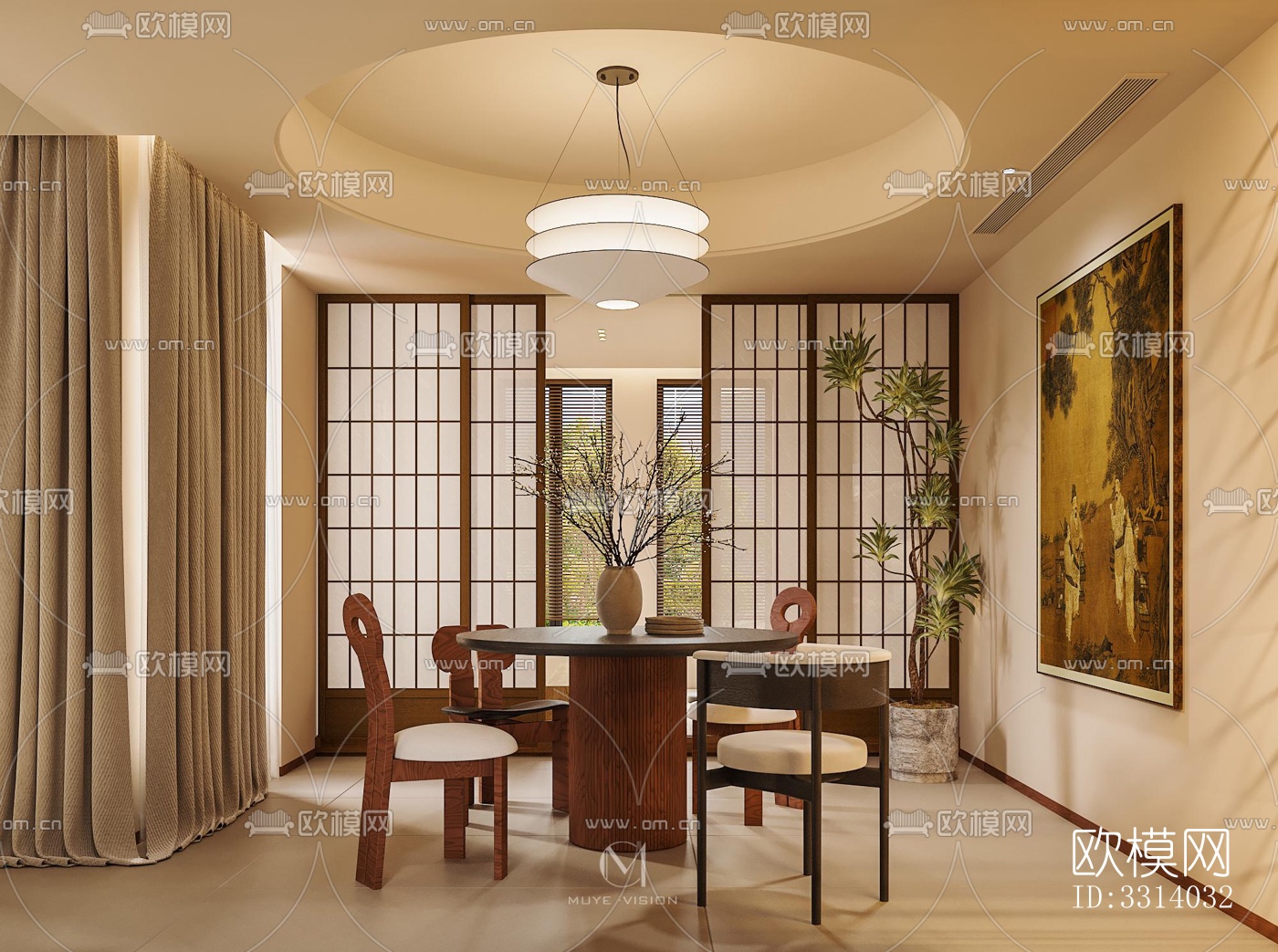 现代客餐厅效果图下载（渲染图5）