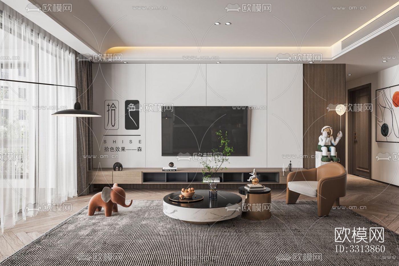 现代客餐厅效果图下载（渲染图2）