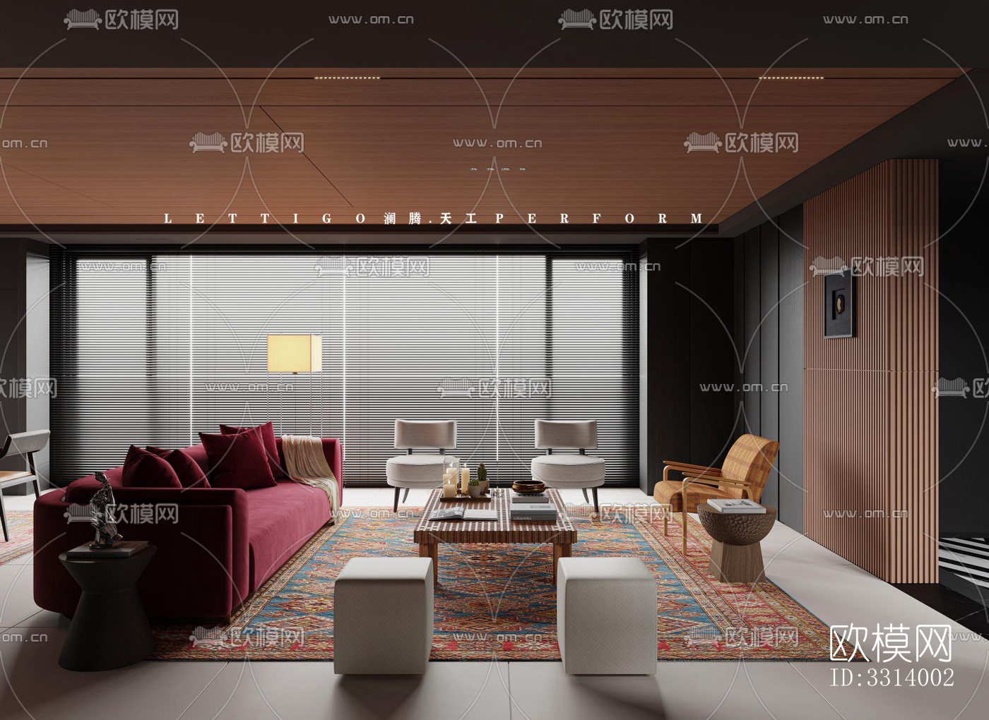 现代客餐厅效果图下载（渲染图1）