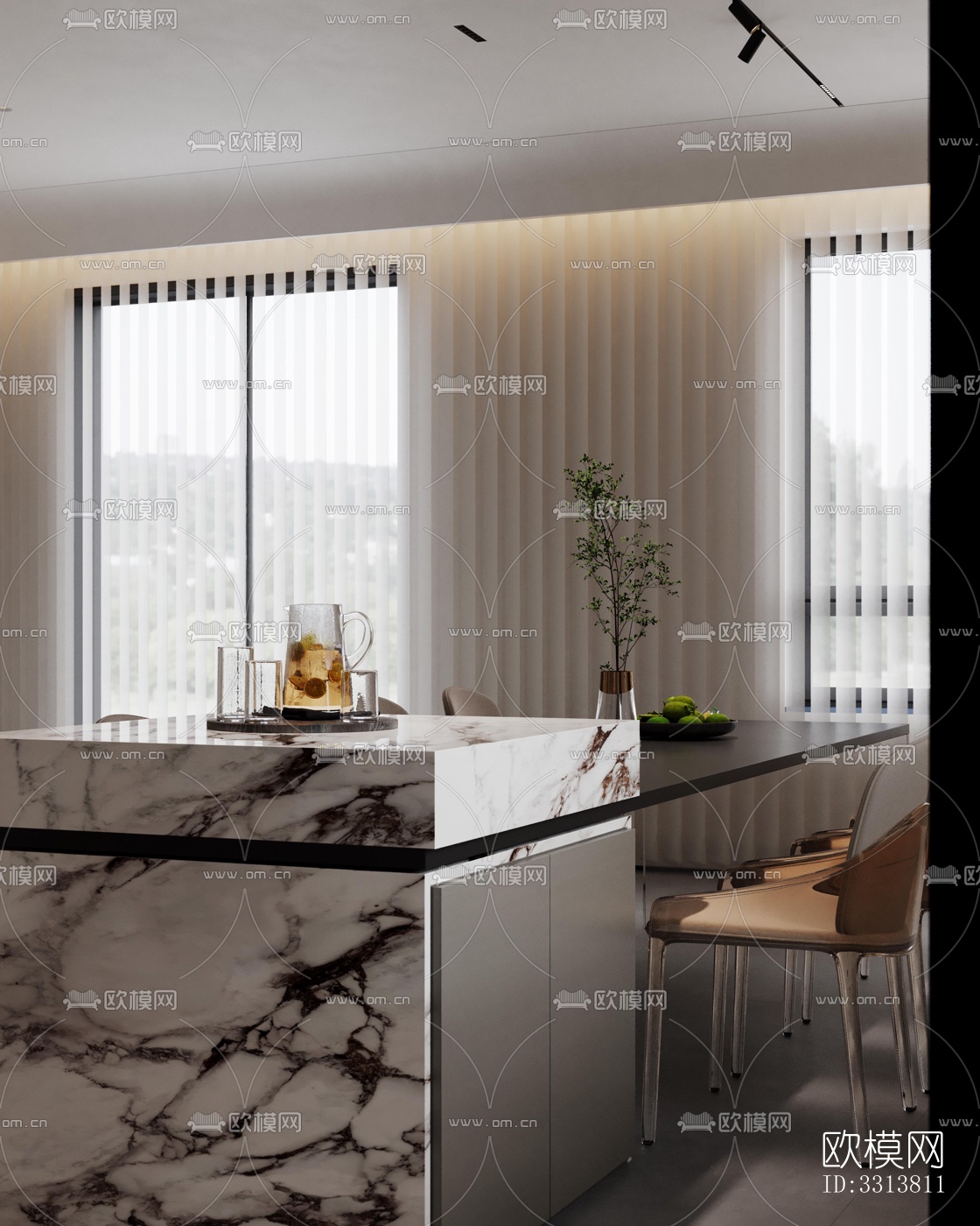 现代客餐厅效果图下载（渲染图6）