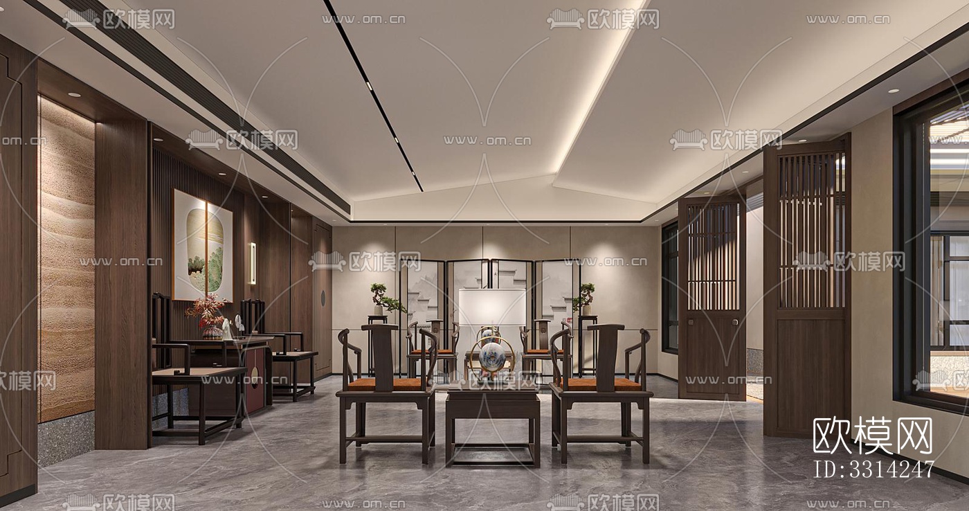 现代客餐厅效果图下载（渲染图3）