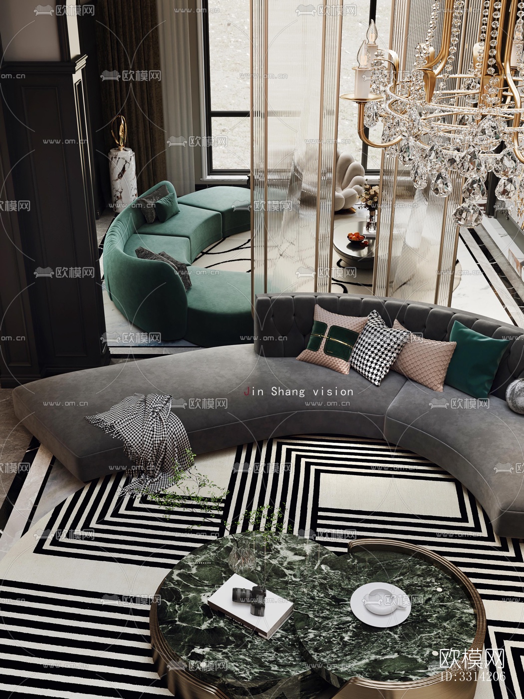 现代客餐厅效果图下载（渲染图12）