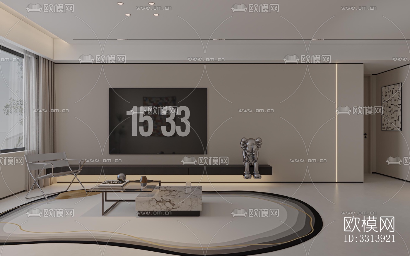 现代客餐厅效果图下载（渲染图4）