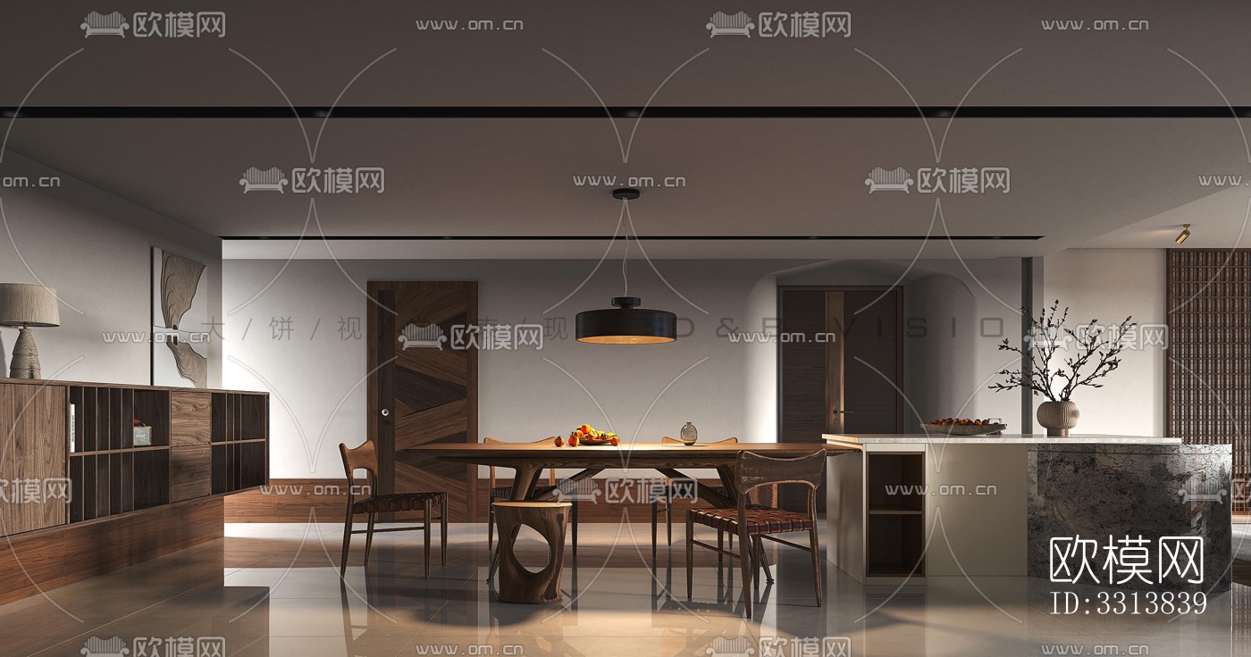 现代客餐厅效果图下载（渲染图3）