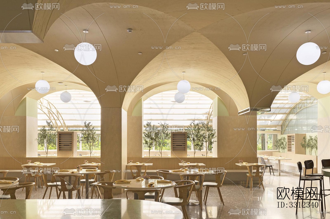 现代自助餐厅效果图下载（渲染图2）