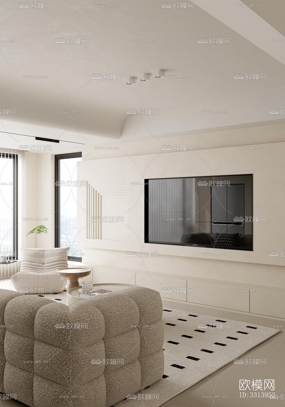 现代客餐厅效果图下载（渲染图7）