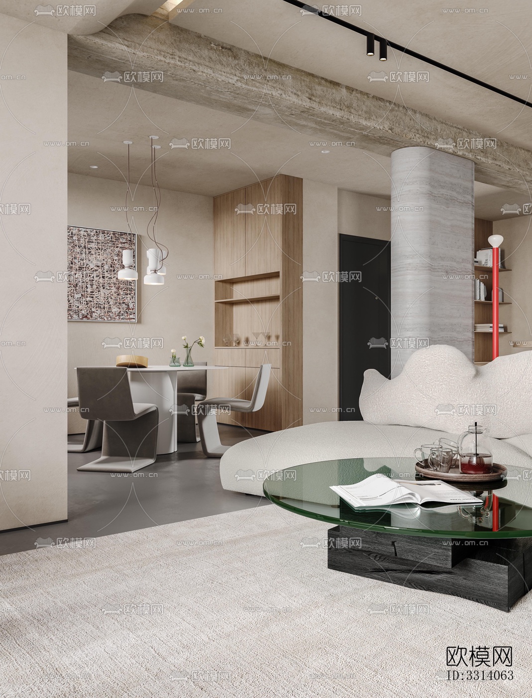 现代客餐厅效果图下载（渲染图16）