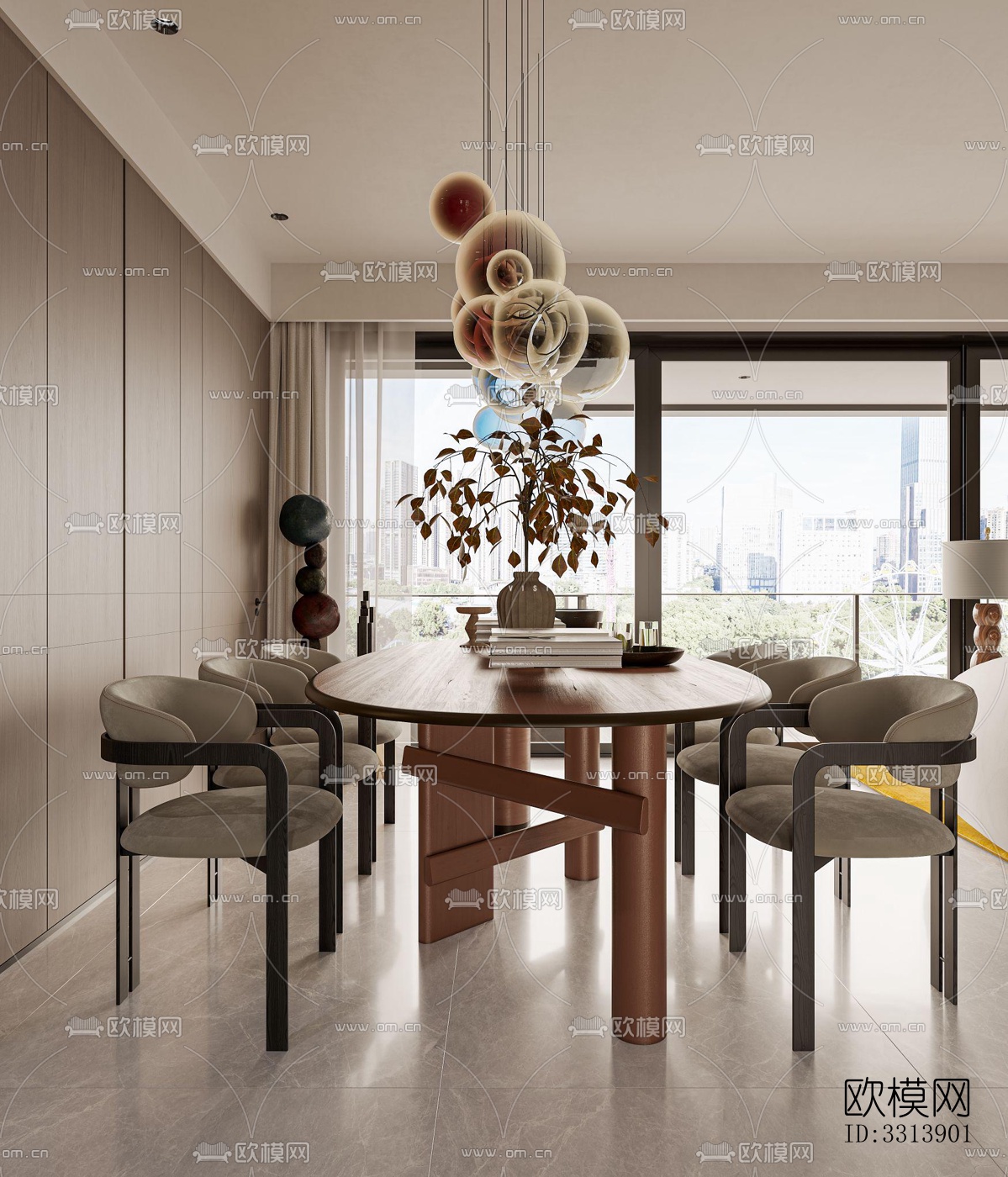 现代客餐厅效果图下载（渲染图6）