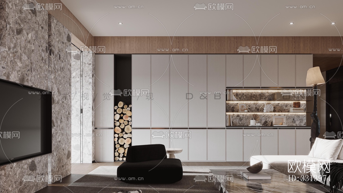 现代客餐厅效果图下载（渲染图3）