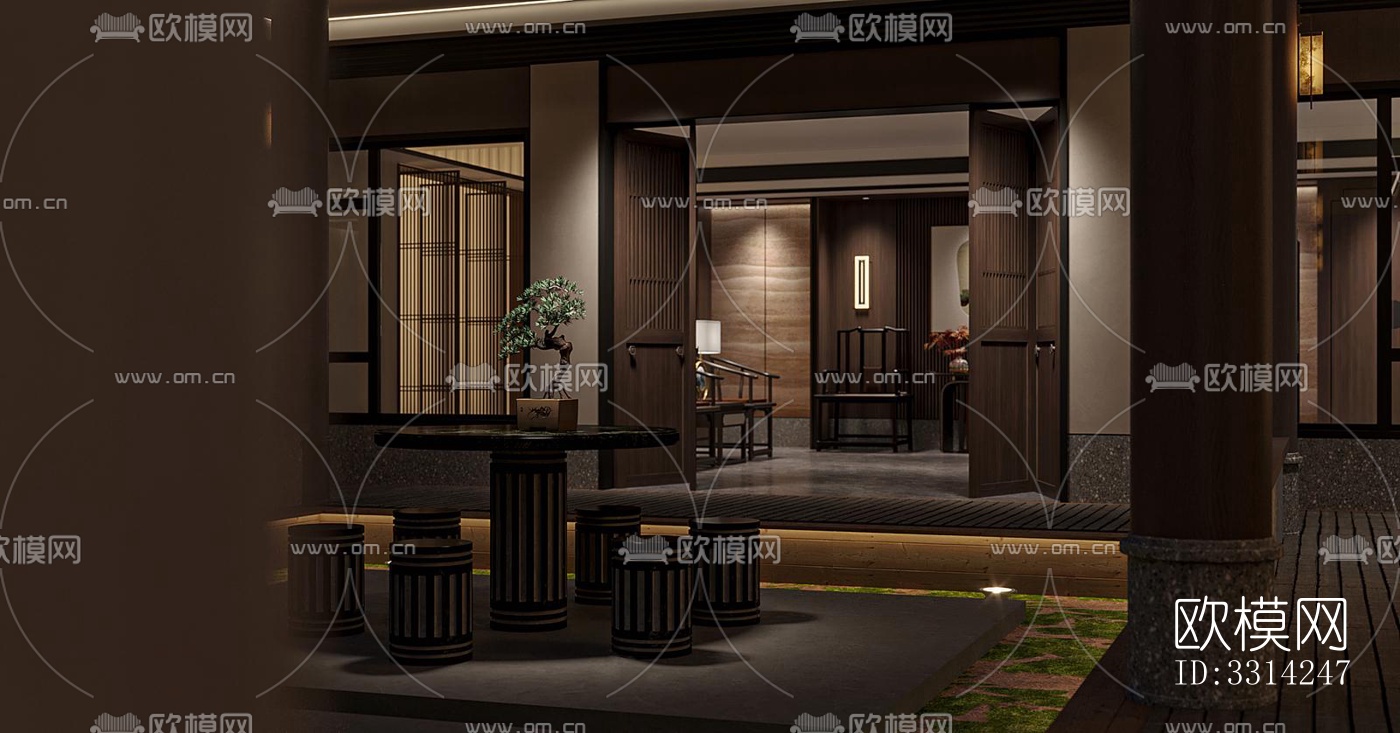 现代客餐厅效果图下载（渲染图2）