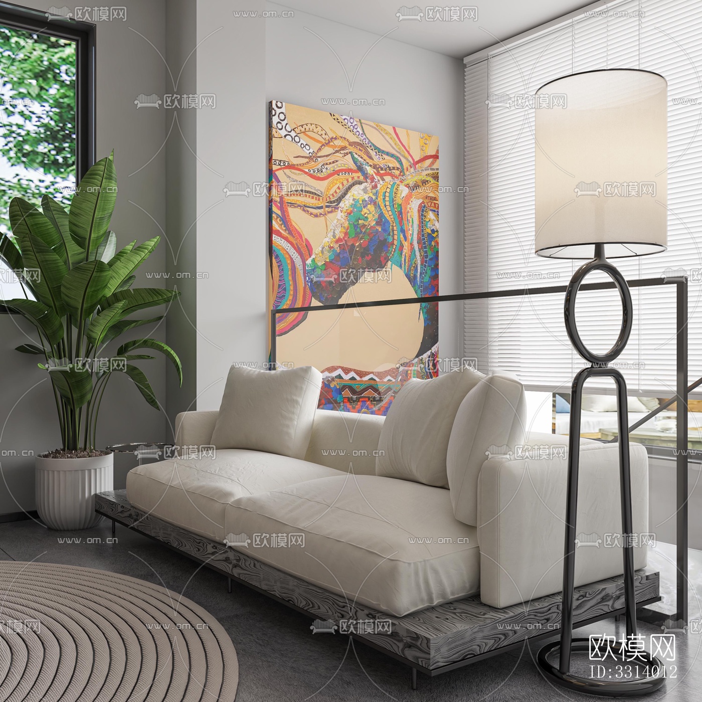 现代客餐厅效果图下载（渲染图4）