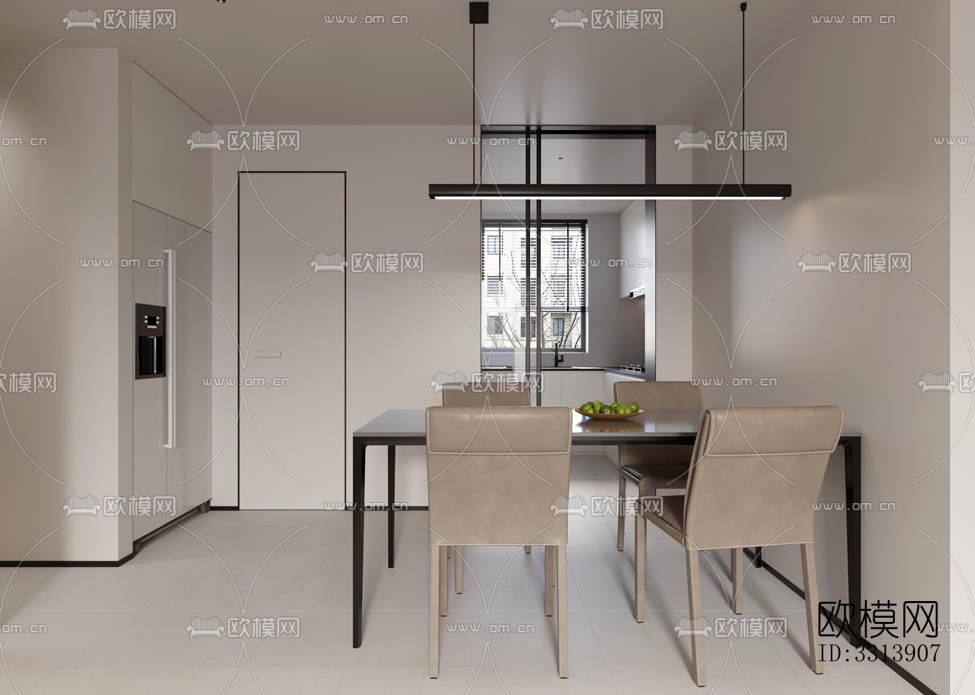 现代客餐厅效果图下载（渲染图6）