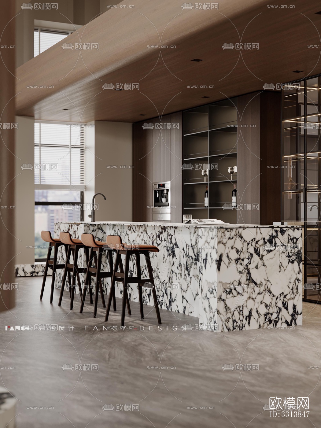 现代客餐厅效果图下载（渲染图2）