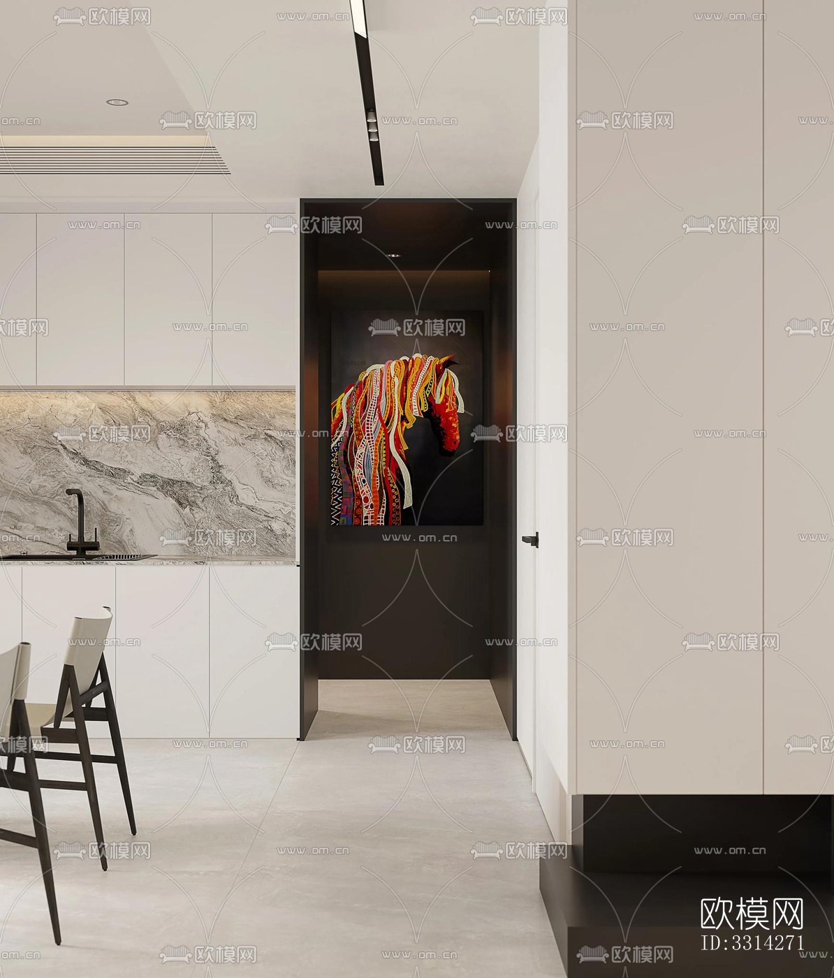 现代客餐厅效果图下载（渲染图8）