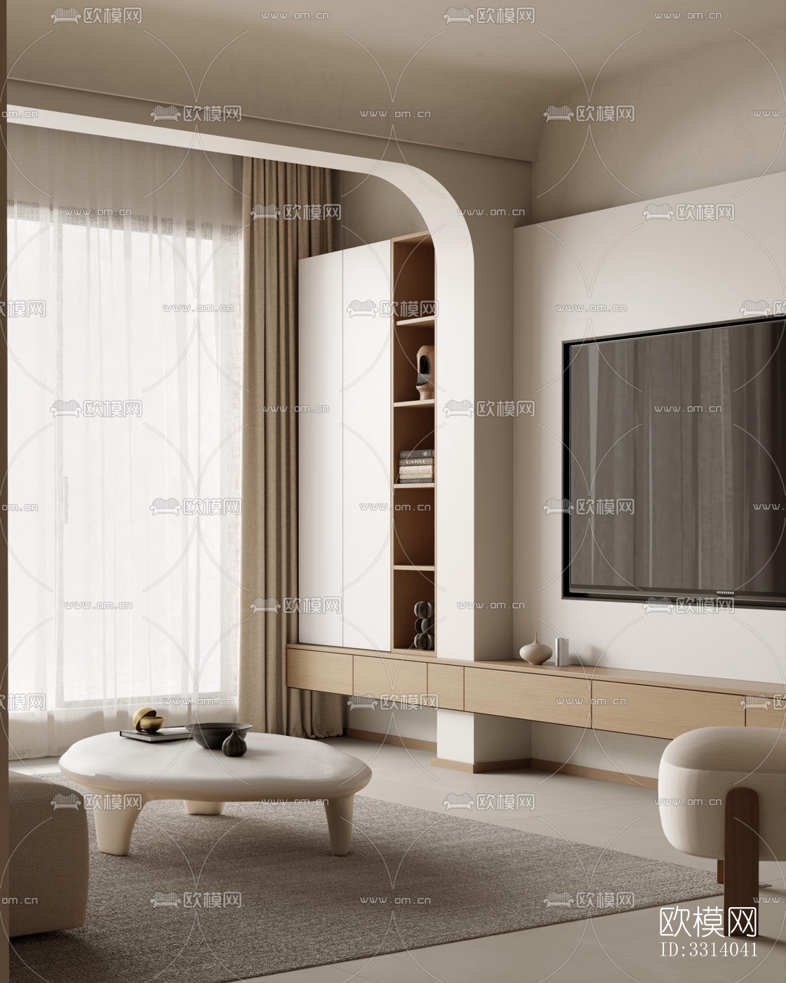 现代客餐厅效果图下载（渲染图4）