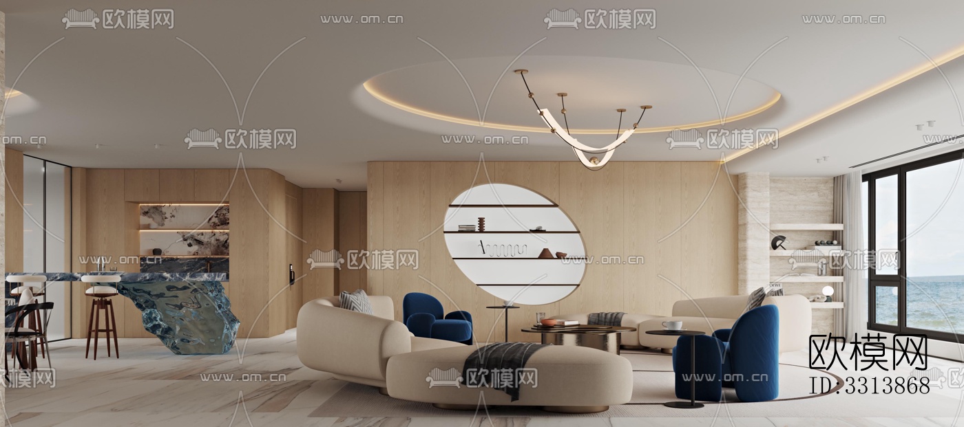 现代客餐厅效果图下载（渲染图2）