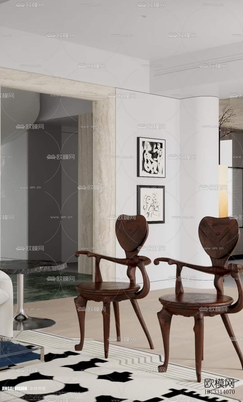 现代客餐厅效果图下载（渲染图5）