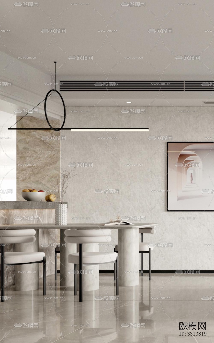 现代客餐厅效果图下载（渲染图6）