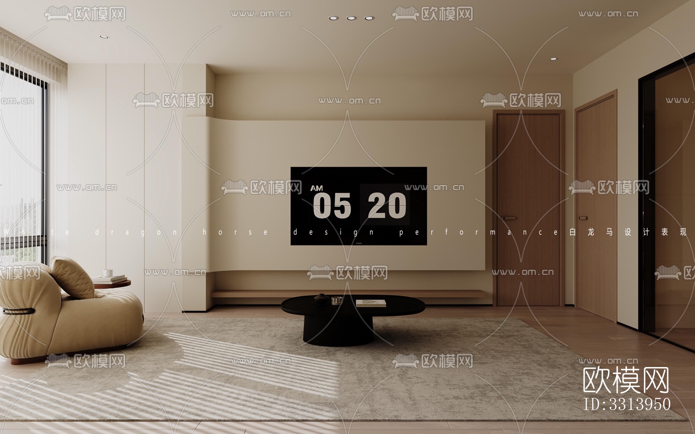 现代客餐厅效果图下载（渲染图2）