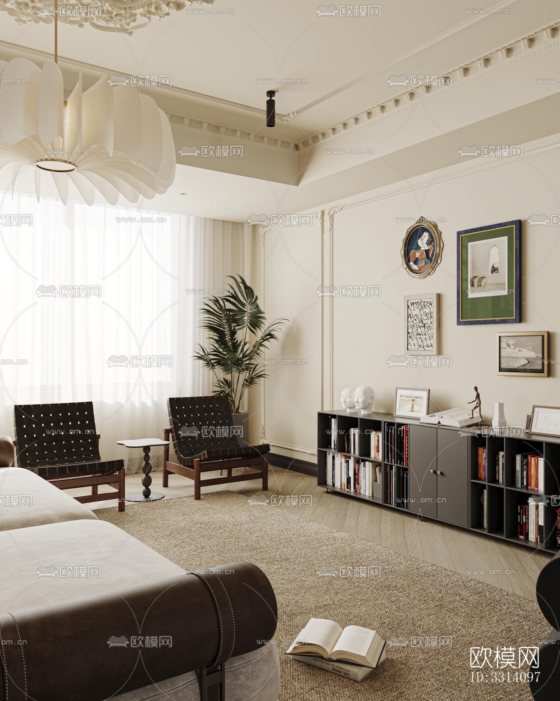 现代客餐厅效果图下载（渲染图1）