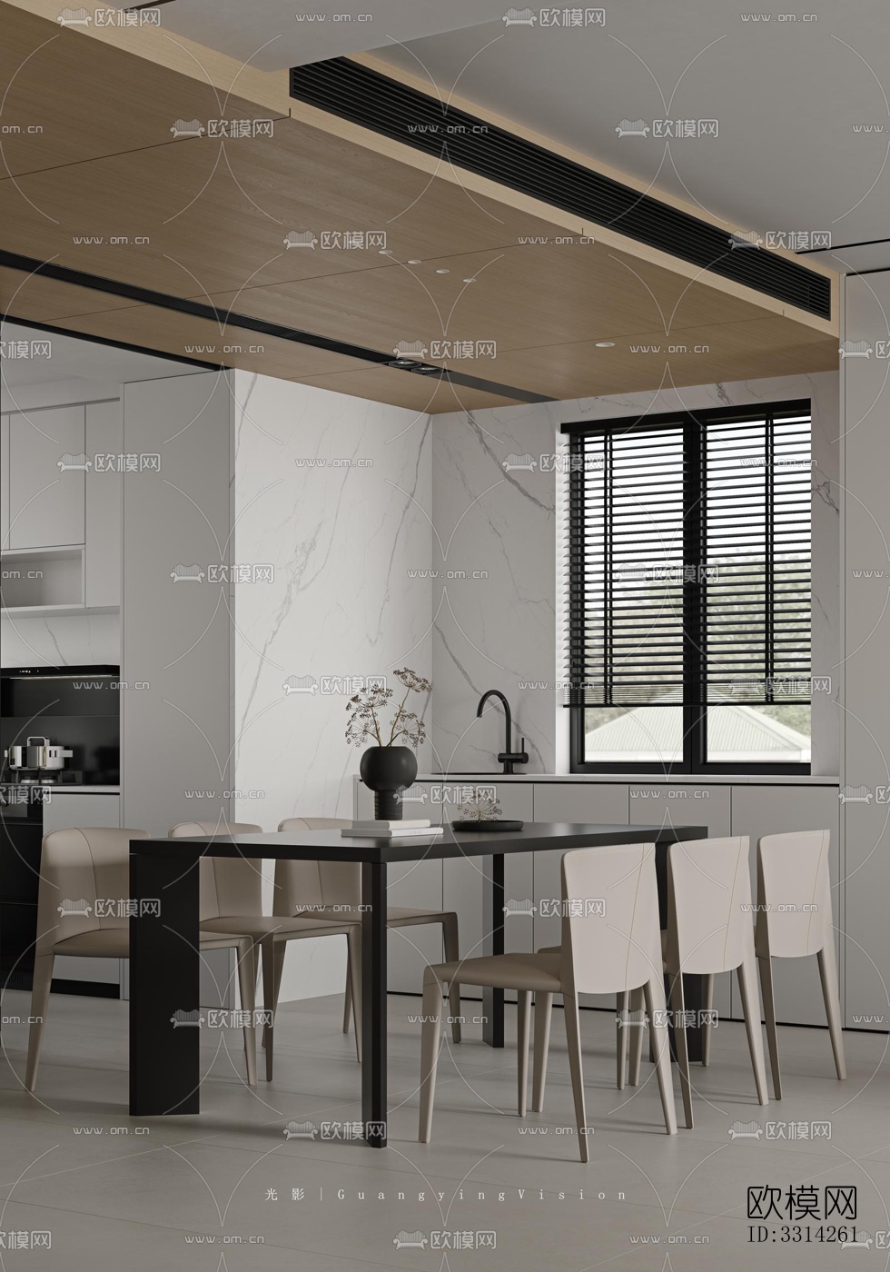 现代客餐厅效果图下载（渲染图5）