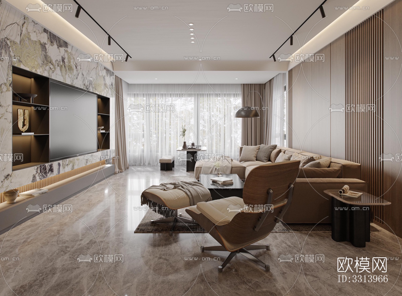 现代客餐厅效果图下载（渲染图5）