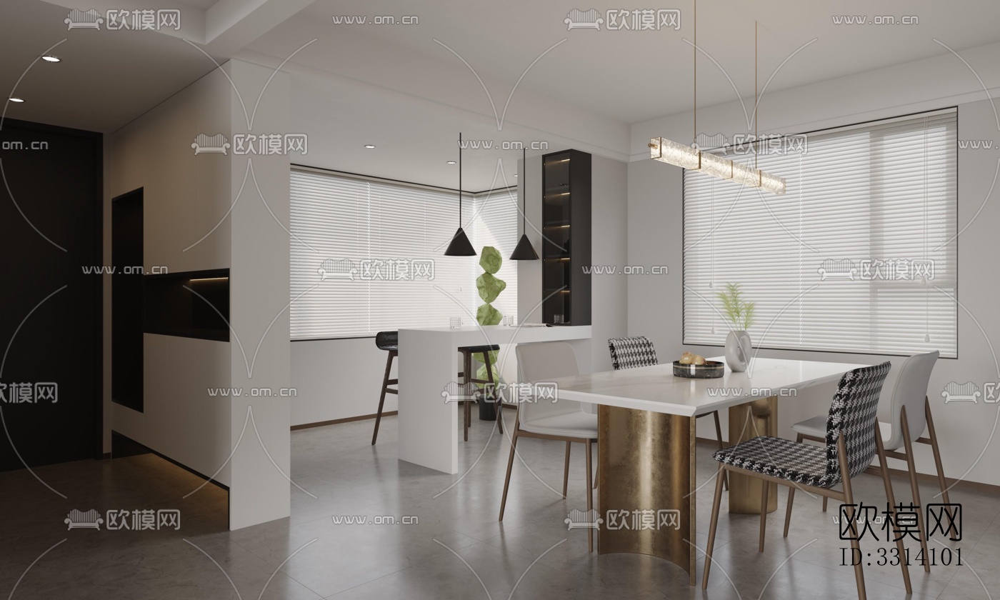 现代客餐厅效果图下载（渲染图6）