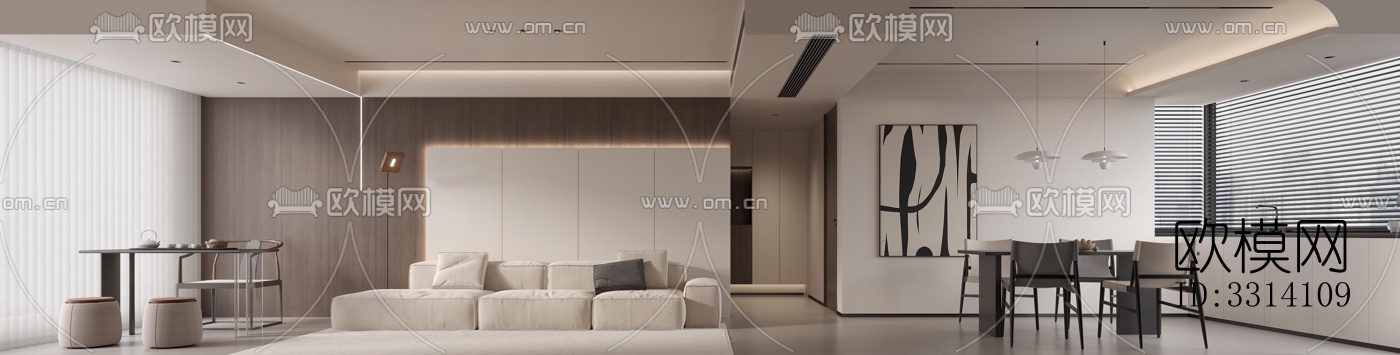 现代客餐厅效果图下载（渲染图4）