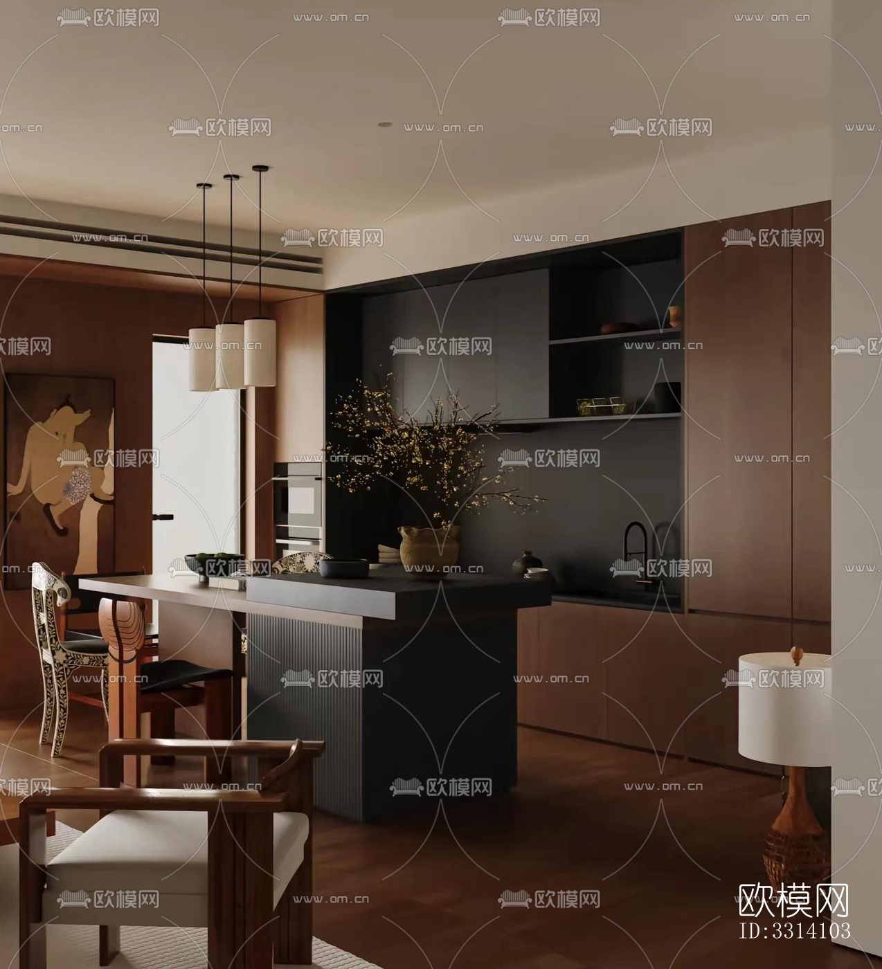 现代客餐厅效果图下载（渲染图9）