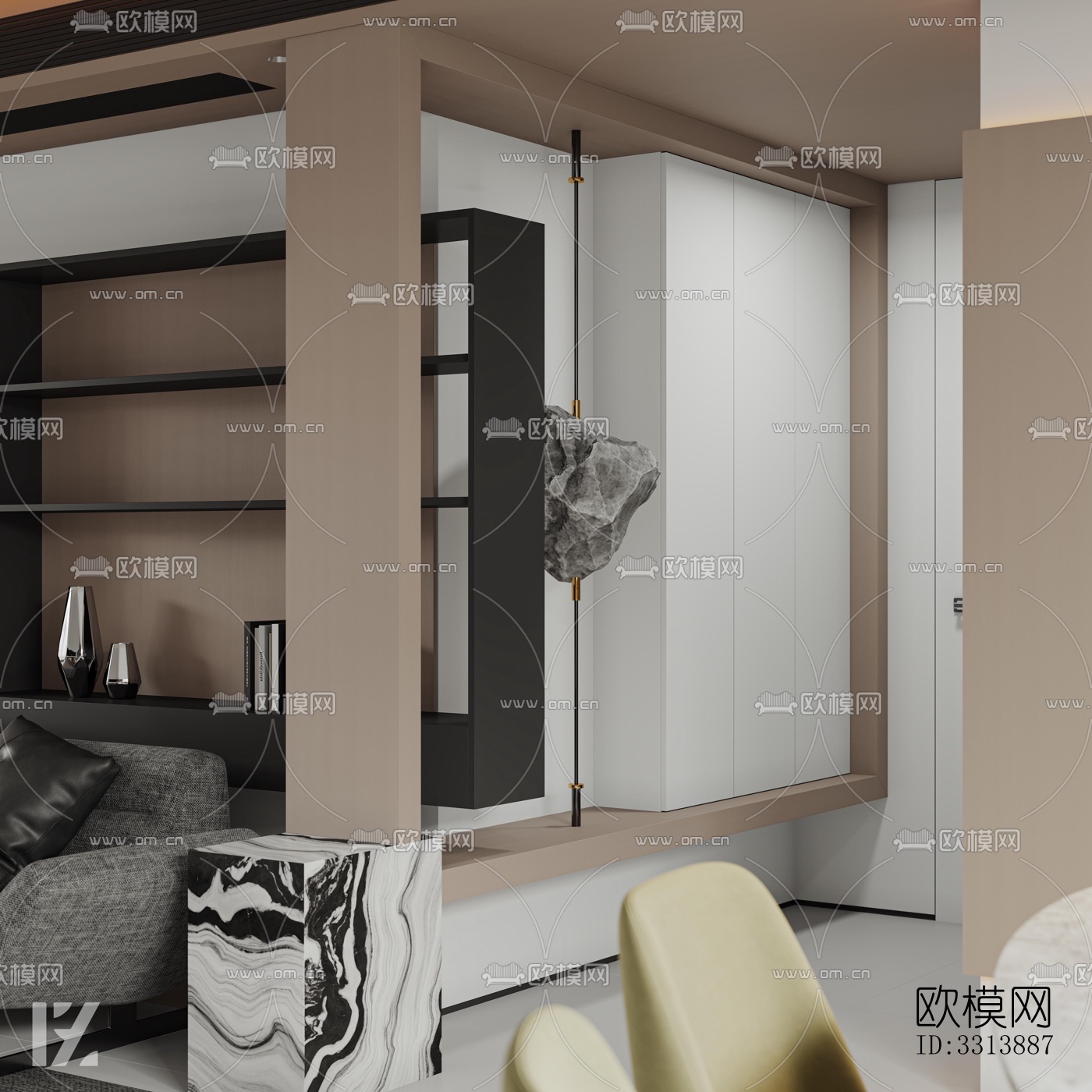 现代客餐厅效果图下载（渲染图9）