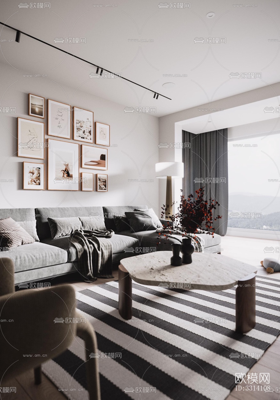 现代客餐厅效果图下载（渲染图2）