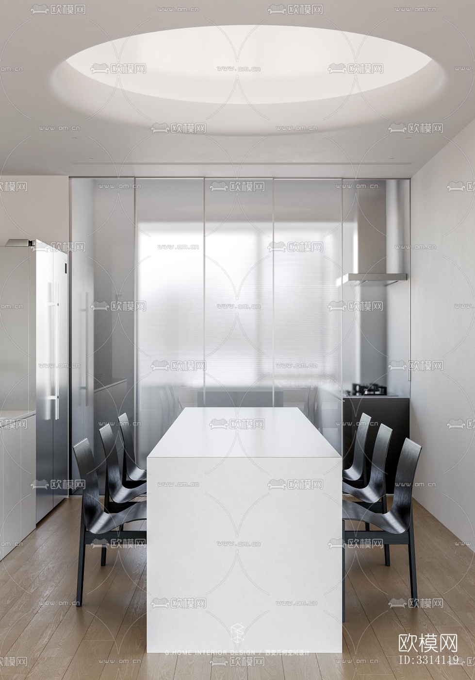 现代客餐厅效果图下载（渲染图9）