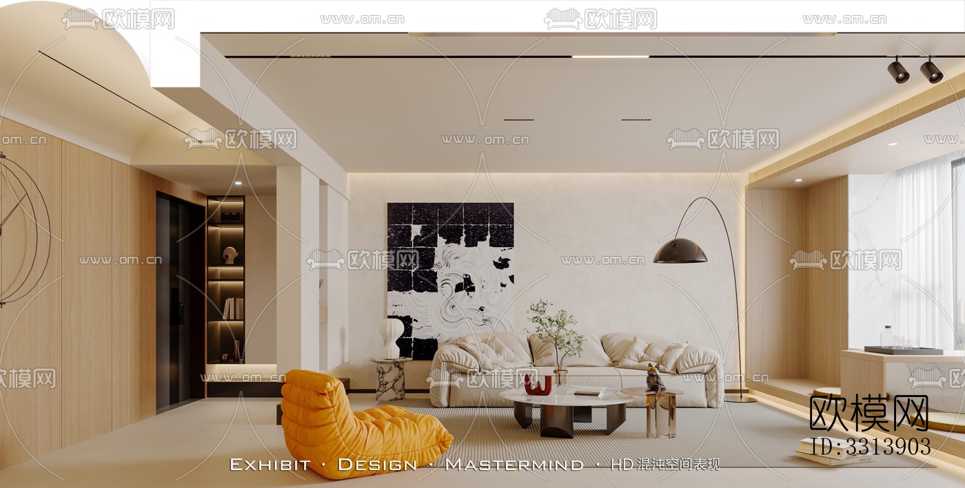 现代客餐厅效果图下载（渲染图2）