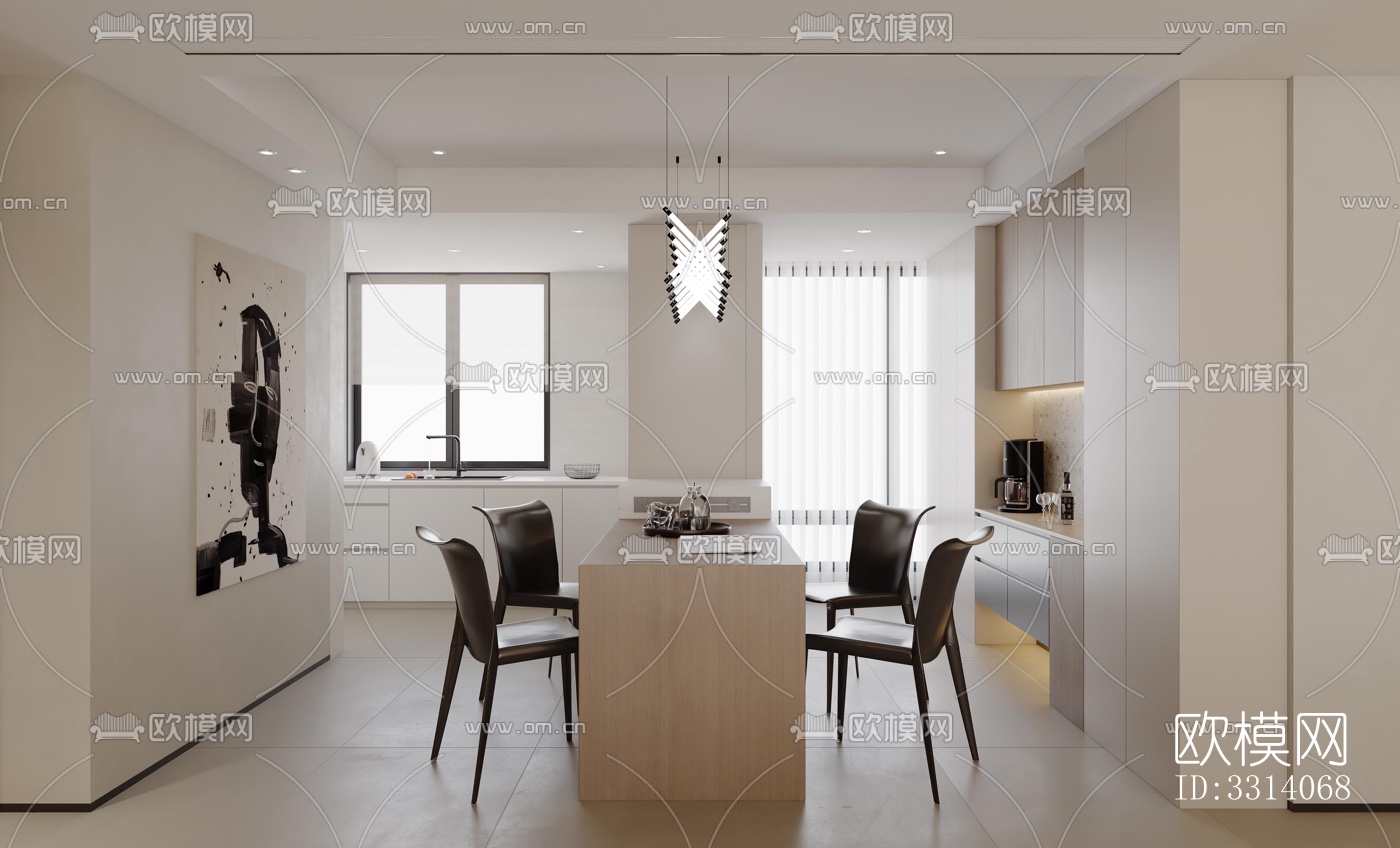 现代客餐厅效果图下载（渲染图2）