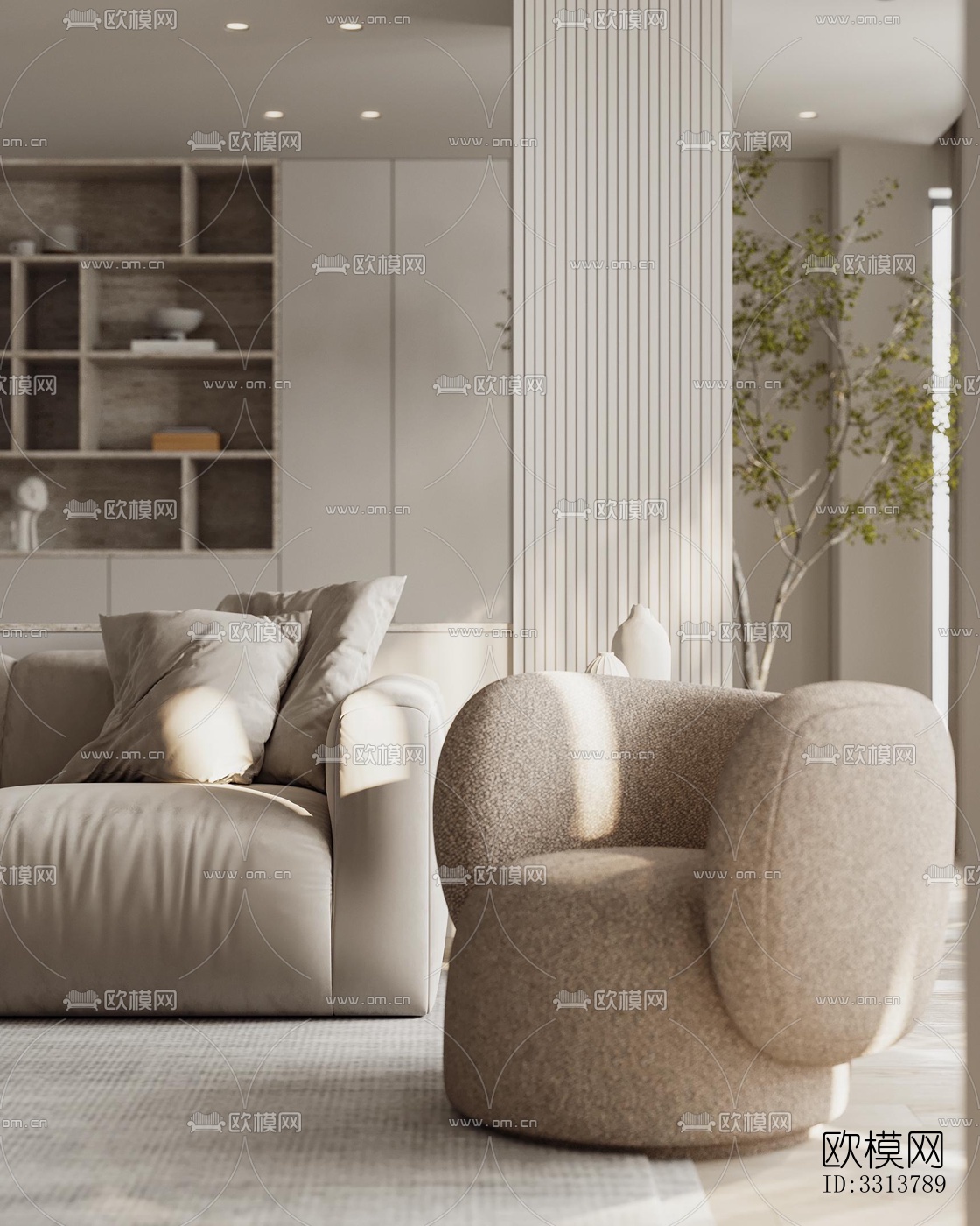 现代客餐厅效果图下载（渲染图5）