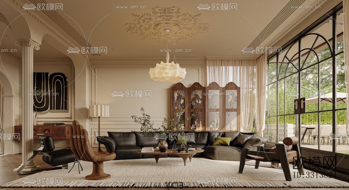 现代客餐厅效果图下载（渲染图5）