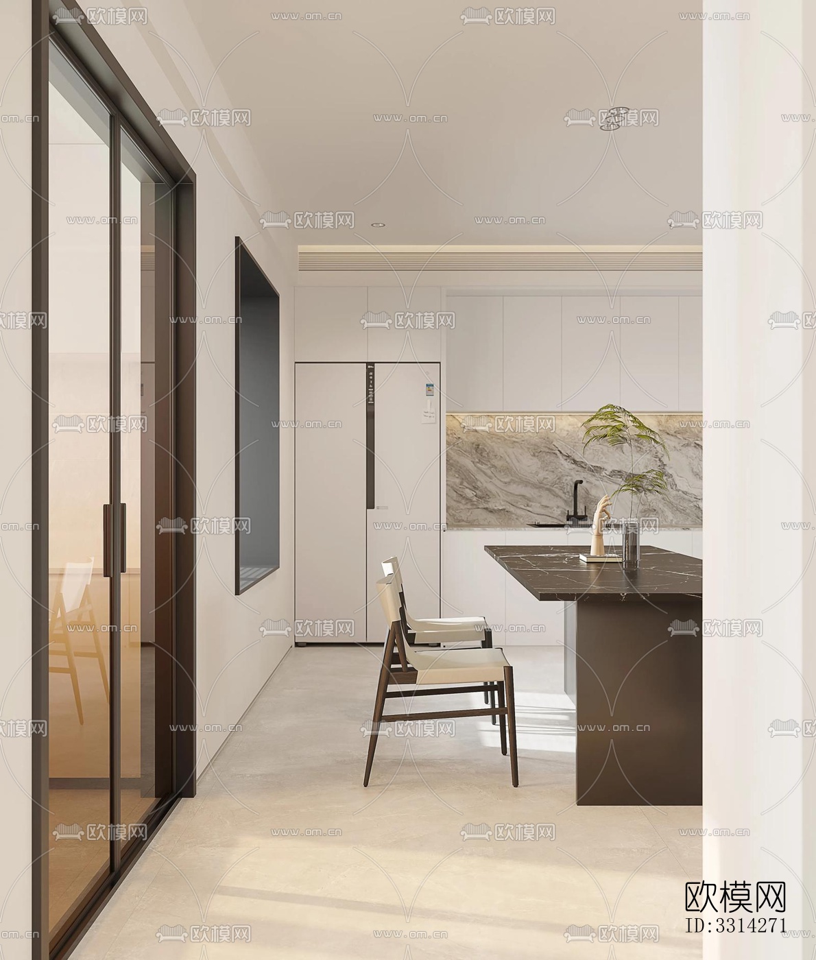 现代客餐厅效果图下载（渲染图9）